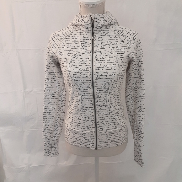 Lululemon Rare Scuba Hoodie II Manifesto Script Ghost Black White Jacket - XS - Picture 4 of 11
